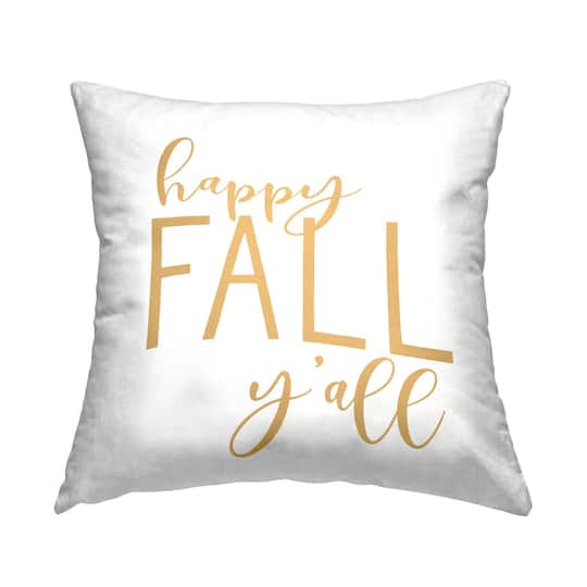 Stupell Industries Happy Fall Y'all Autumn Calligraphy Throw Pillow